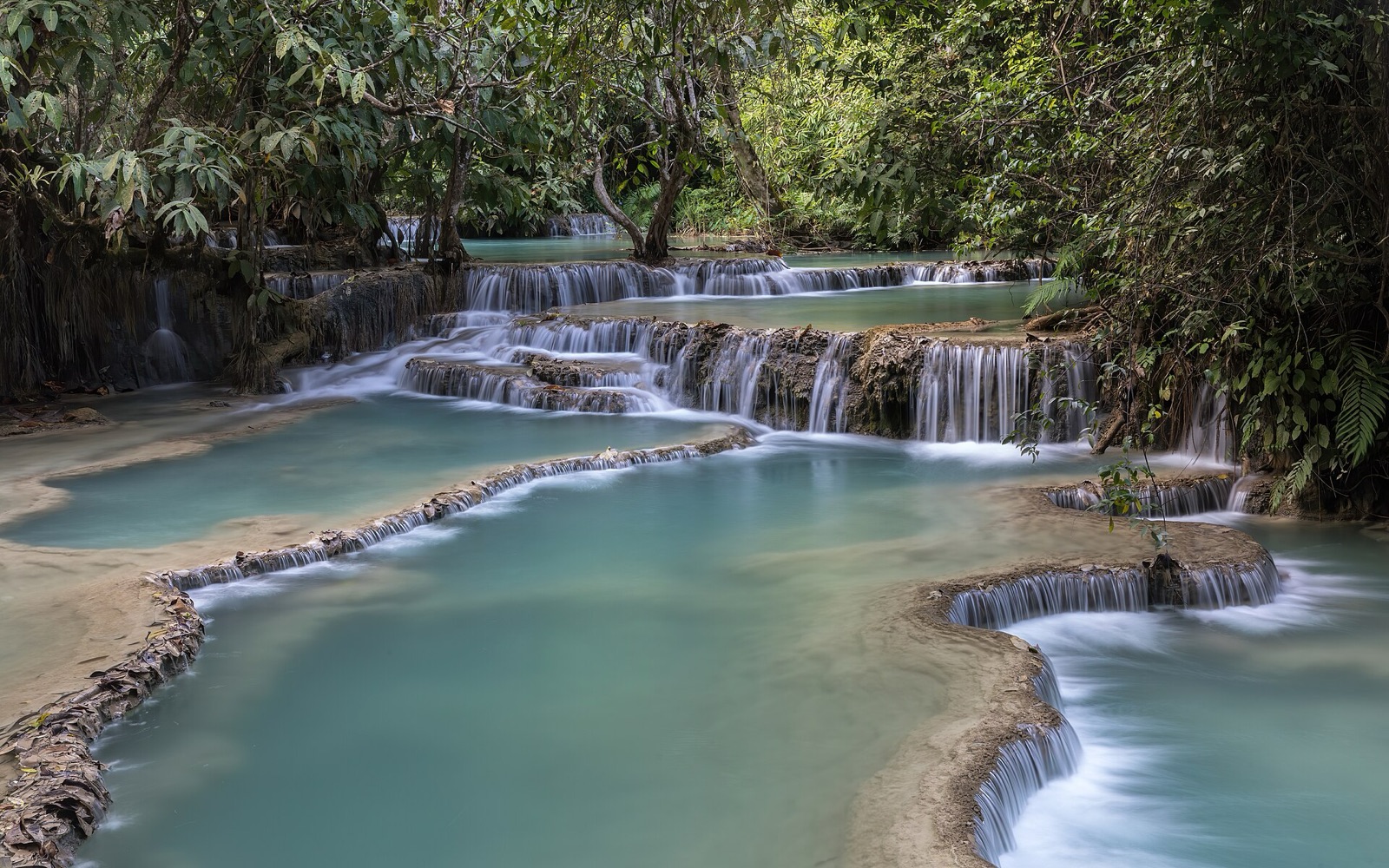 Turquoise pools at Kuang Si Falls, Luang Prabang